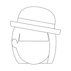 Girl head with hat icon. Female avatar person people and human theme. Isolated design. Vector illustration