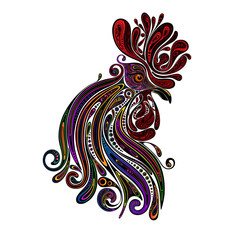 Abstract vector rooster with red crest for the New year 2017