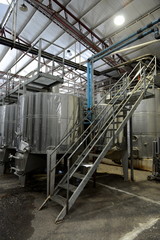 Fermentation in stainless steel vats for wine at the winery Santa Rita.