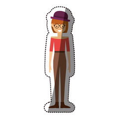 Girl with hat icon. Female avatar person people and human theme. Isolated design. Vector illustration