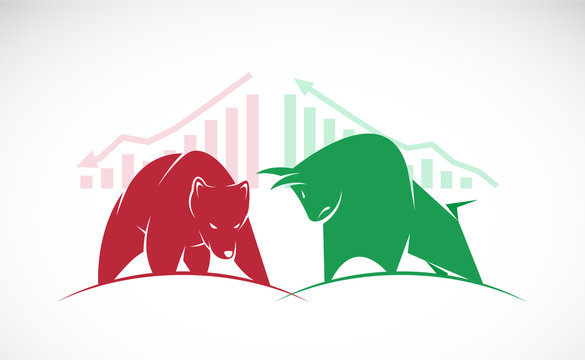 Vector of bull and bear symbols of stock market trends.
