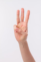 hand pointing up 3 finger gesture
