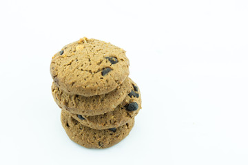 Chocolate chips cookies isoleted on white