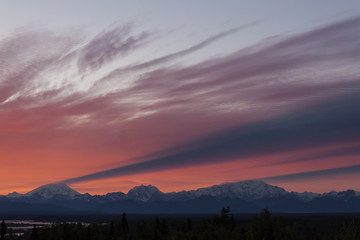 Alaska Range at sunset from Talkeetna.