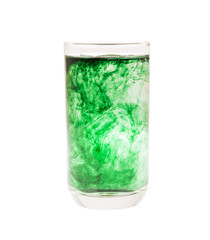 chlorophyll in glass isolated on white background
