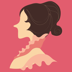 Abstract woman head on pink background | glamour female illustration decorative