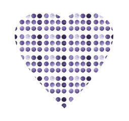 Patterned heart shape. Set of colorful watercolor hand painted circle isolated on white. Illustration for artistic design. Round stains, blobs