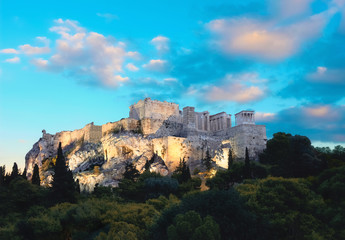 The Acropolis of Athens,Greece, just after the sunset