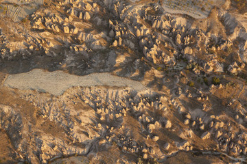 Looking down on the spires of Cappadocia, Turkey.