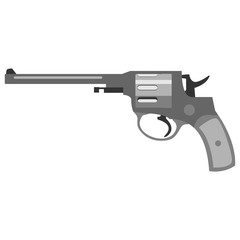 Pistol handgun security and military weapon. Metal revolver gun. Criminal and police firearm vector illustration.
