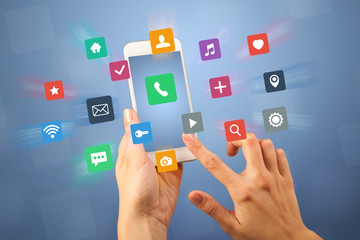 Female hand holding smartphone