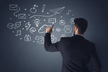 Businessman with white applications