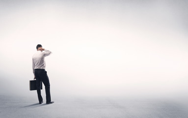 Sales person with empty white background