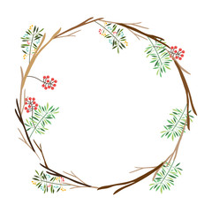 Leaves wreath icon. Plant floral garden decoration and ornament theme. Isolated design. Vector illustration