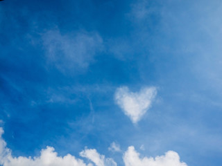 Obraz premium cloud look like heart on the blue sky on sunshine day