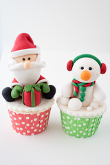 Christmas theme cup cake on white background 