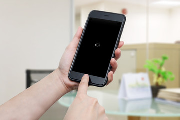 concept of system error on smartphone screen in people hand