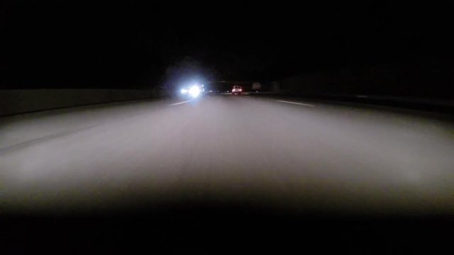Gopro Attached To Bumper Of Car At Night 