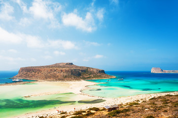Fototapeta na wymiar Panoramic view of Balos Lagoon in Crete island, Greece