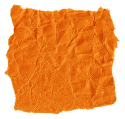 Crinkled torn construction paper background. Orange color.