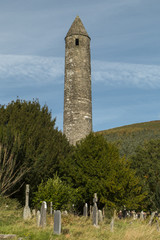 Round Tower at the Glendalough Monastic Site in Wicklow Mountain