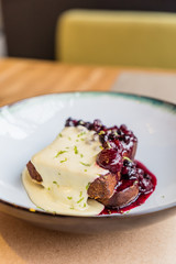 french toast with berry and sauce sabayon