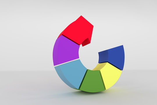 3D rendering different color pie chart