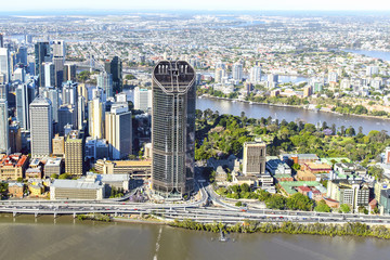 Brisbane CBD cityscape with 1 William Street building