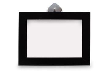 Black photo frame. Isolated with shadow