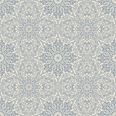 Seamless background of beige and blue color in in Arabic style - 129058900