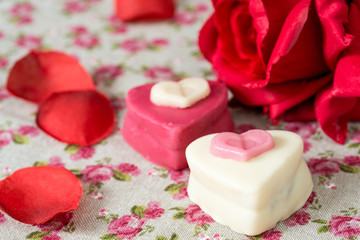 Love sweet heart shaped chocolates candies