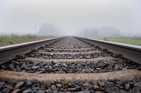 Train Rails. Looking Down The Tracks