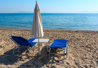 Summer morning beach (Chalkidiki, Greece).