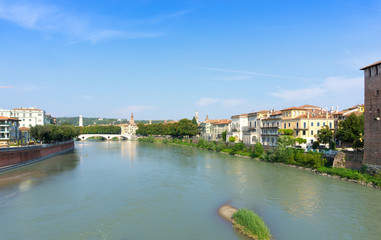 Fototapeta premium Beautiful street view of Verona center which is a world heritag