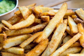 Golden French fries potatoes ready to be eaten