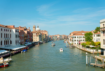 Tourists on water street with Gondola in Venice, ITALY
