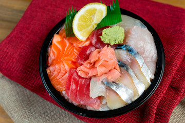 japanese food Mix Sashimi Chirashi Rice Bowl