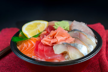 japanese food Mix Sashimi Chirashi Rice Bowl