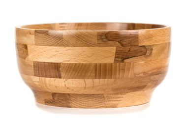 wooden bowl on white background