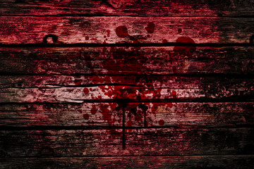 bloody wall, grunge of blood splash on wood dark tone, murder or killer death concept. - obrazy, fototapety, plakaty