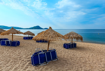 Summer morning beach (Chalkidiki, Greece).