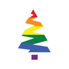 Christmas tree in rainbow colors on white background