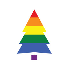 Christmas tree in rainbow colors on white background