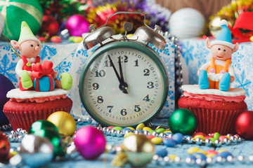 Christmas cupcakes with colored decorations