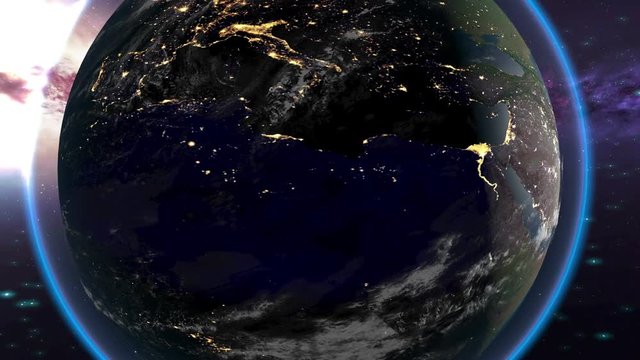 earth planet at day and night loop
