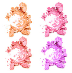 Set of Cosmetic and makeup powder isolated on white background