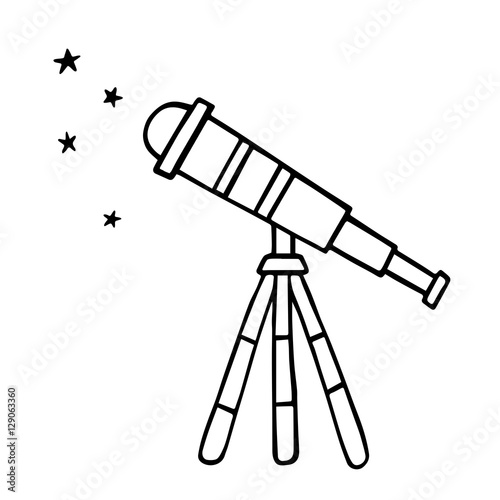 "Telescope and stars hand drawing sketch. Vector illustration." Stock