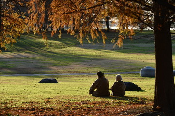 語り合う老夫婦