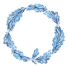 Hand drawn watercolor winter wreath