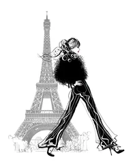 Foto op Plexiglas Mannequin bij Eiffeltoren © Isaxar